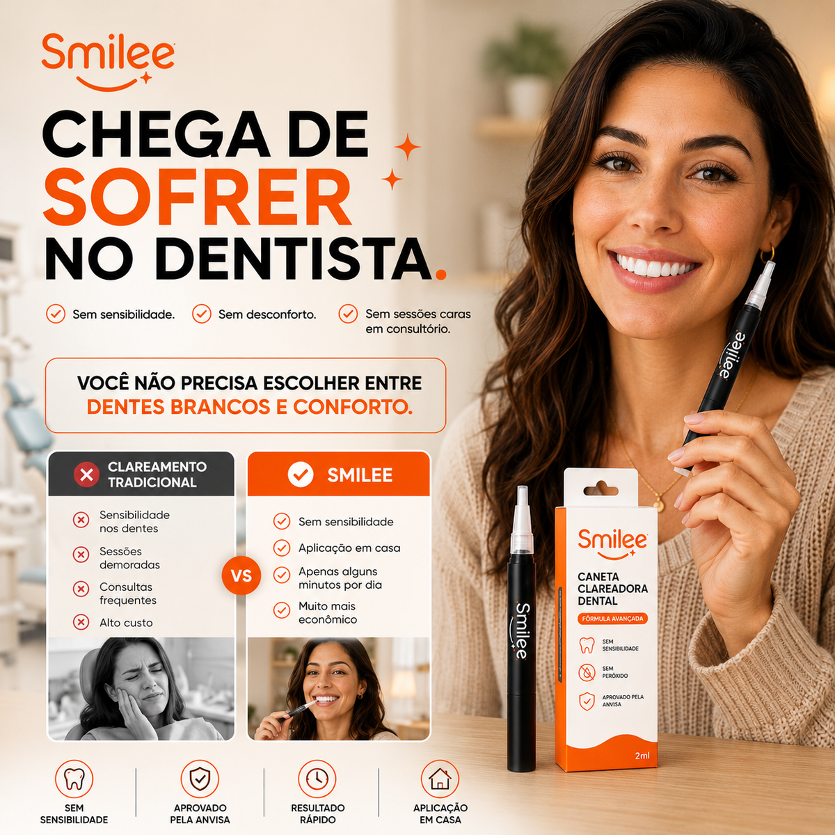 Caneta Clareadora Dental Smilee