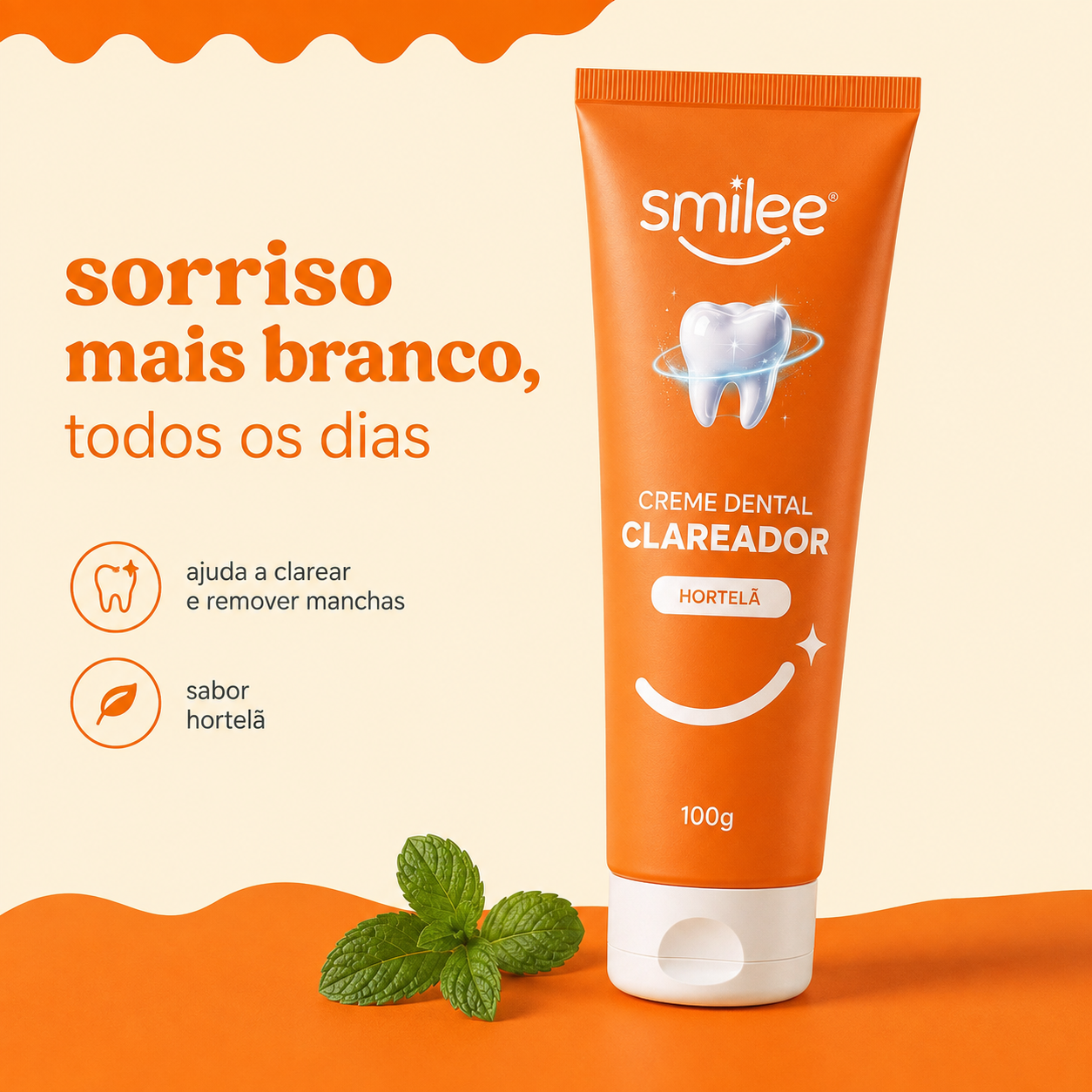 Creme Dental Clareador Smilee – Hortelã - 120g