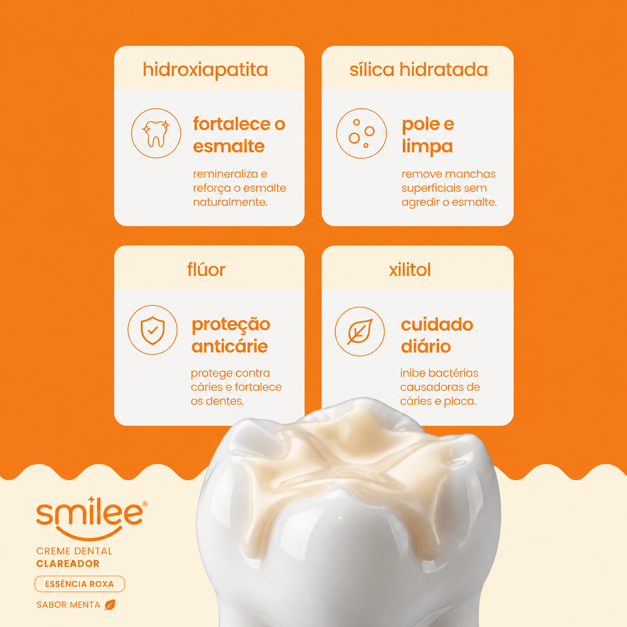 Creme Dental Clareador Smilee – Hortelã - 120g