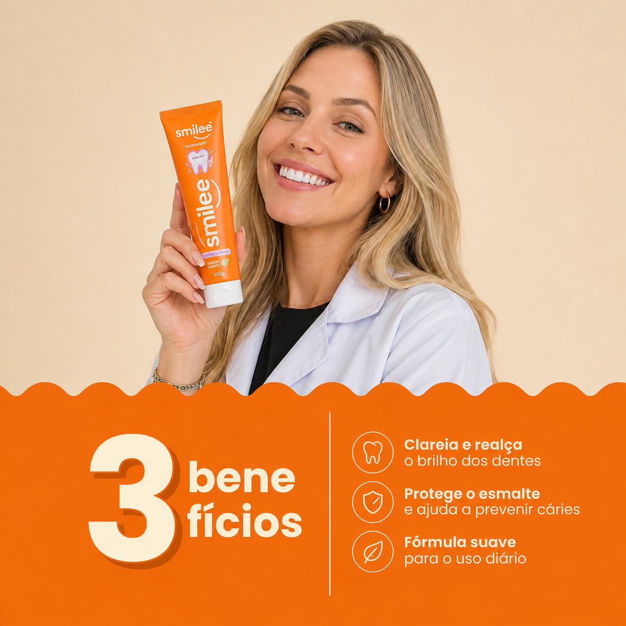 Creme Dental Clareador Smilee – Hortelã - 120g
